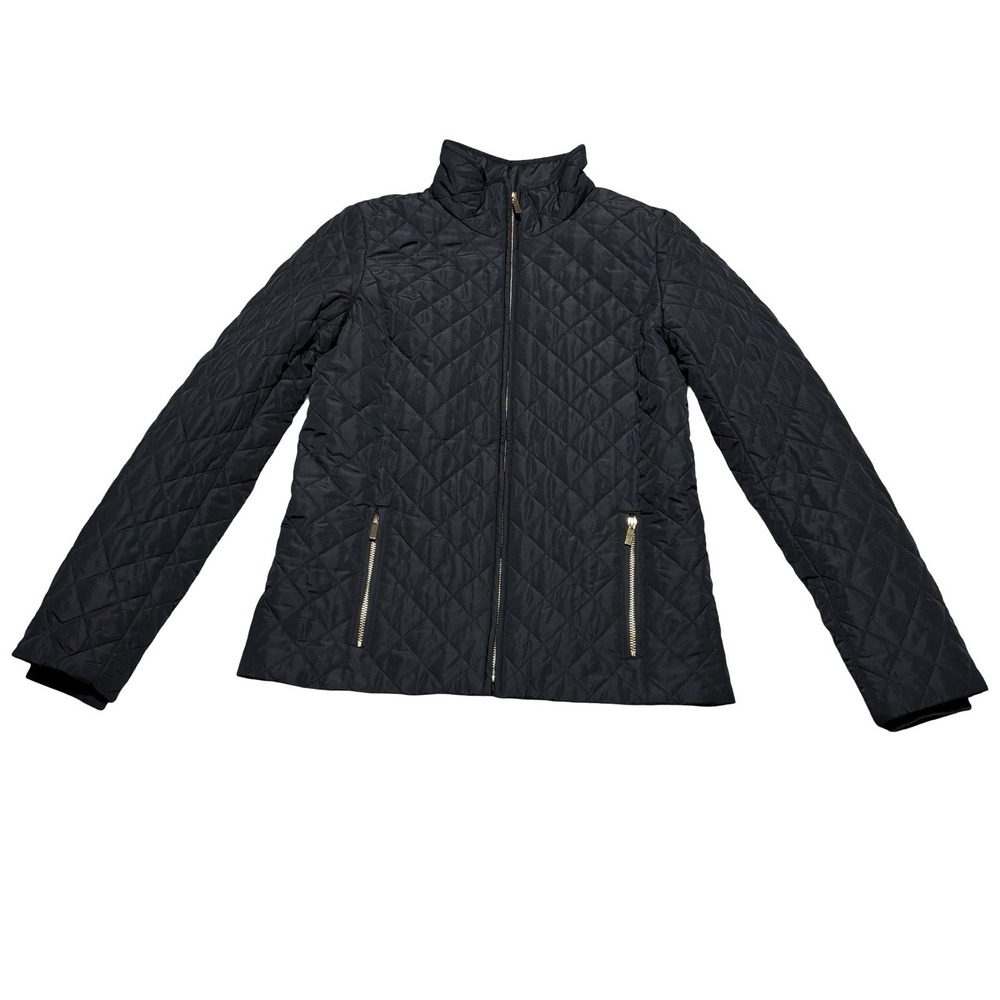 J Crew Women's Black Quilted Down Bomber Jacket Size XS 18 x 24